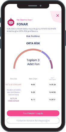 FONAR risk profili ve fon önerisi ekranı