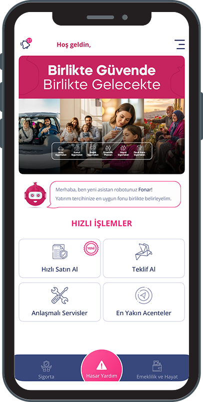 Bereket Mobil hızlı işlemler ekranı